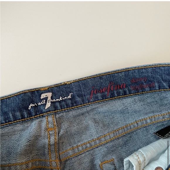 7 For All Mankind Josefina Skinny Boyfriend Distressed Jeans Womens 29 - Picture 6 of 6